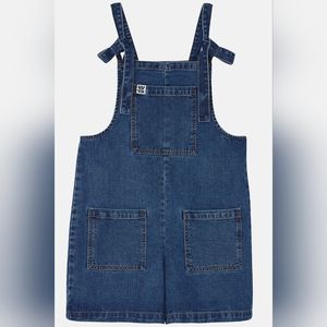 Lucy & Yak Original Dungaree Shorts ORGANIC DENIM NWT US 16 Overalls Blue Jeans